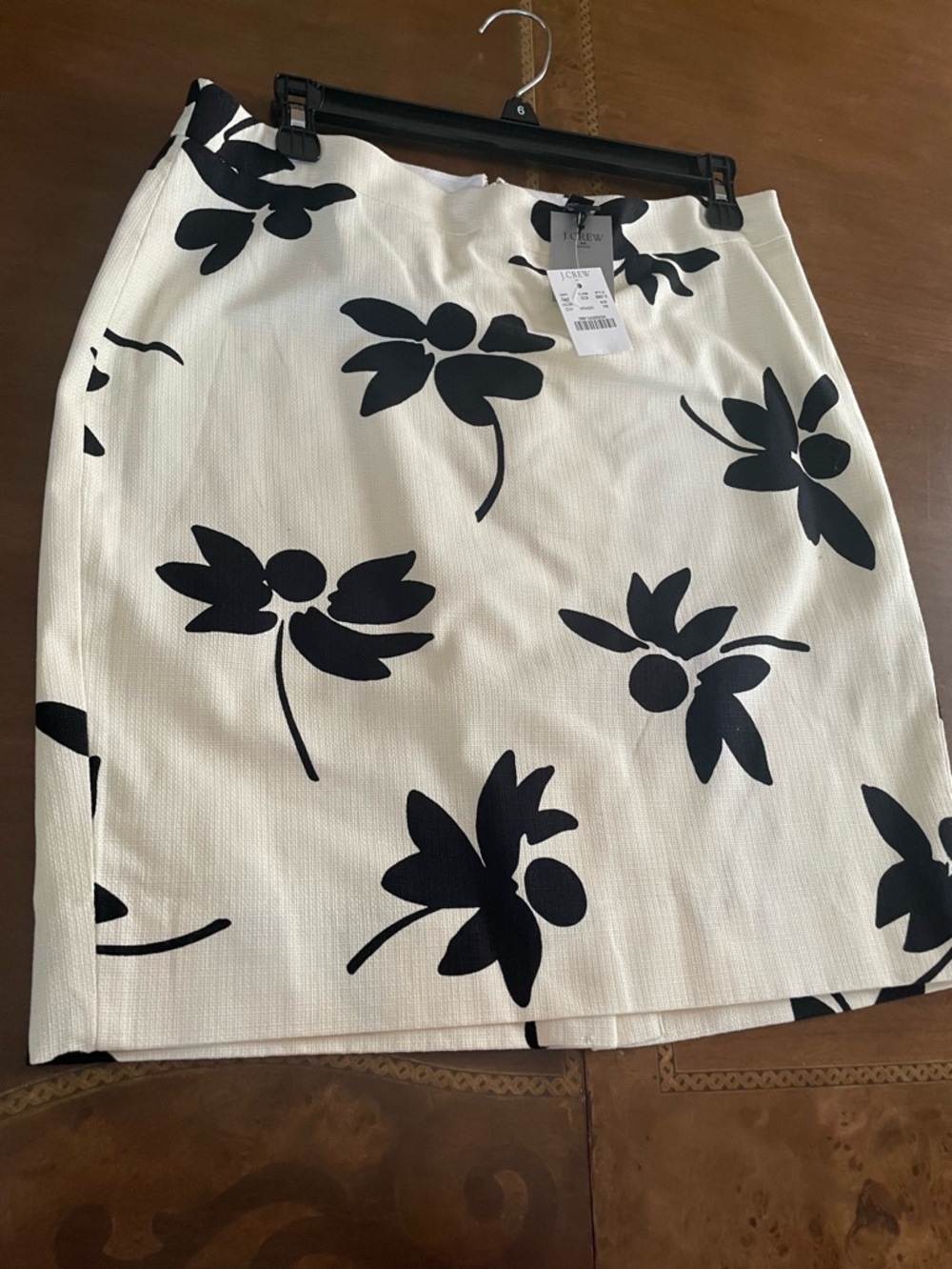 J. Crew White Pencil Skirt with Black Floral Print